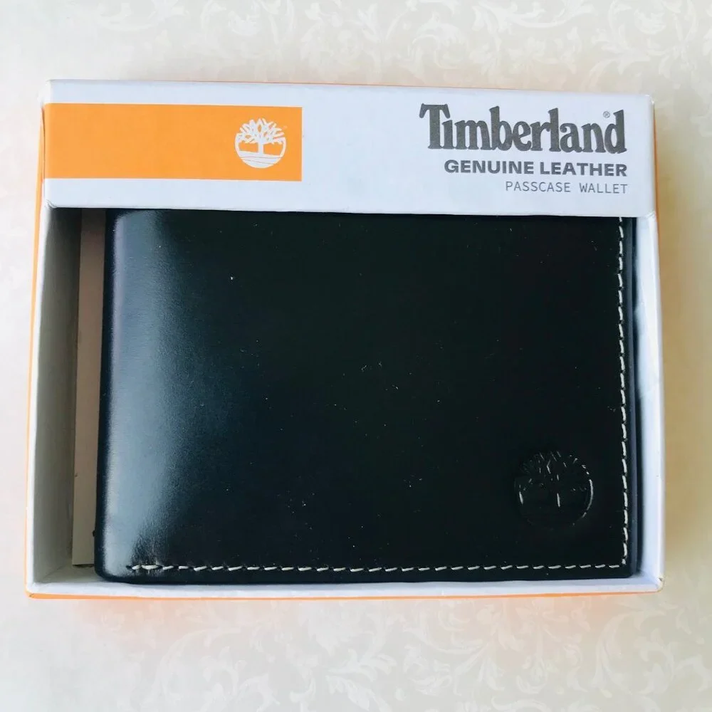 Timberland Men's Pass Case Wallet Genuine Leather Black color NWT